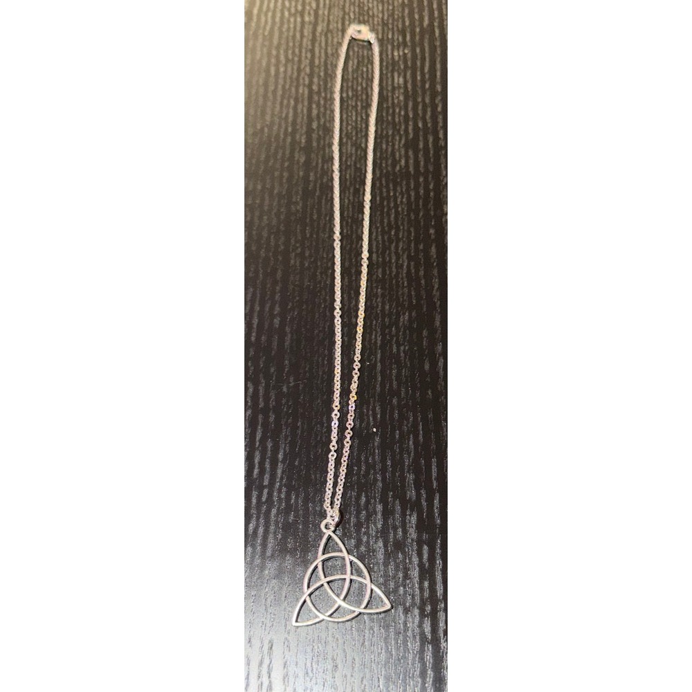 Silver Tone Triquetra Celtic Knot Necklace Pendant Chain